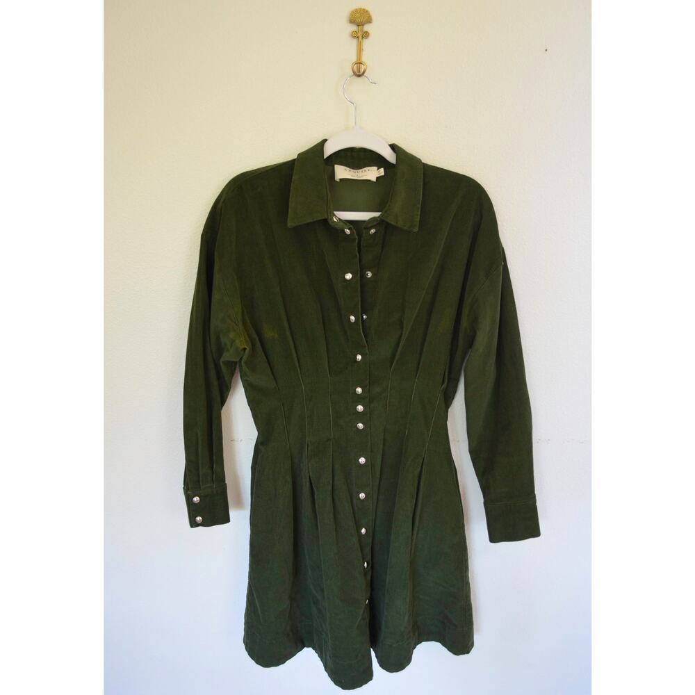The Tobie Long-Sleeve Corduroy Mini Shirt Dress by Exquise - Picture 3 of 7